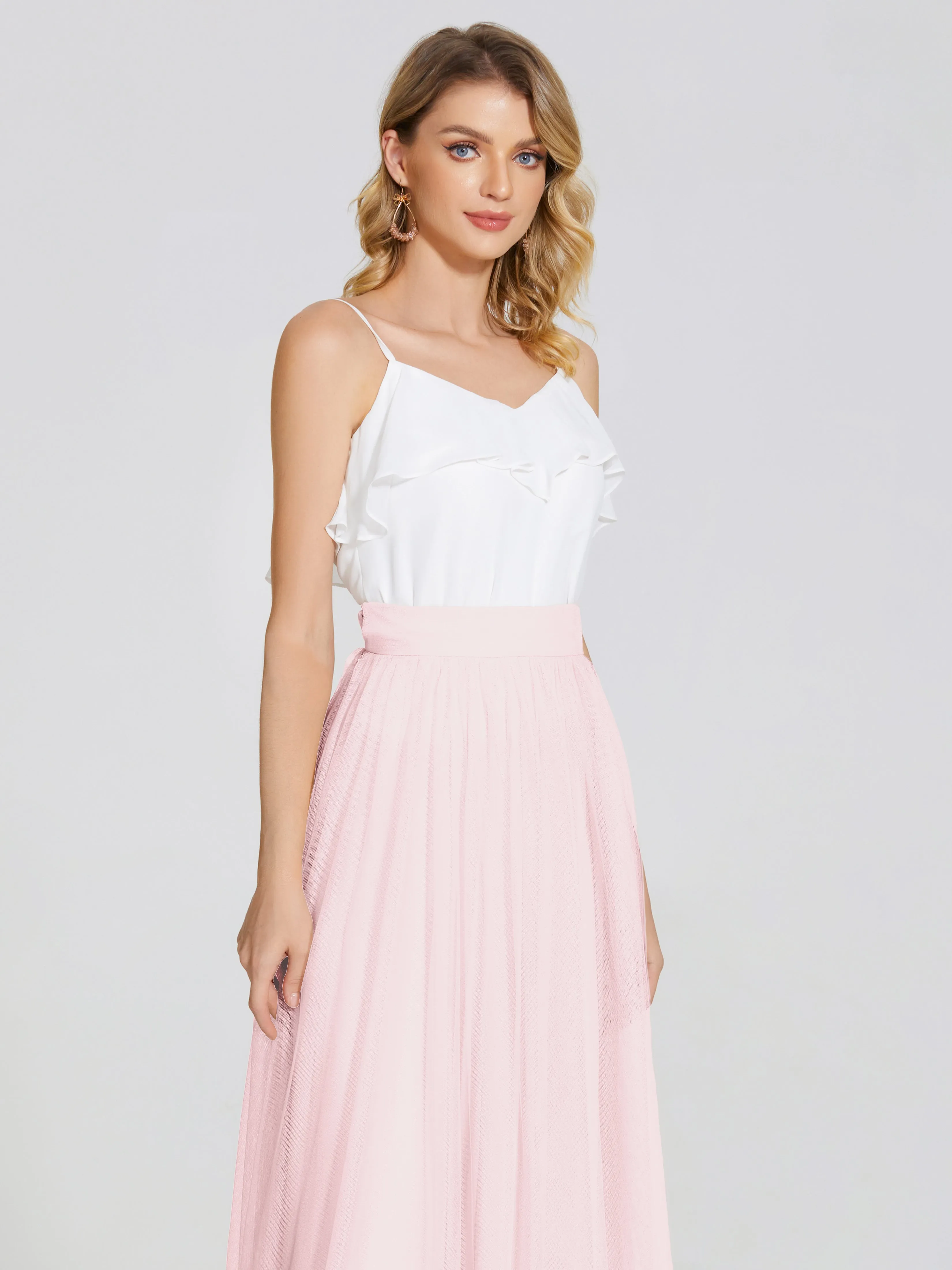 Hayden Simple A-Line Long Tulle Skirt