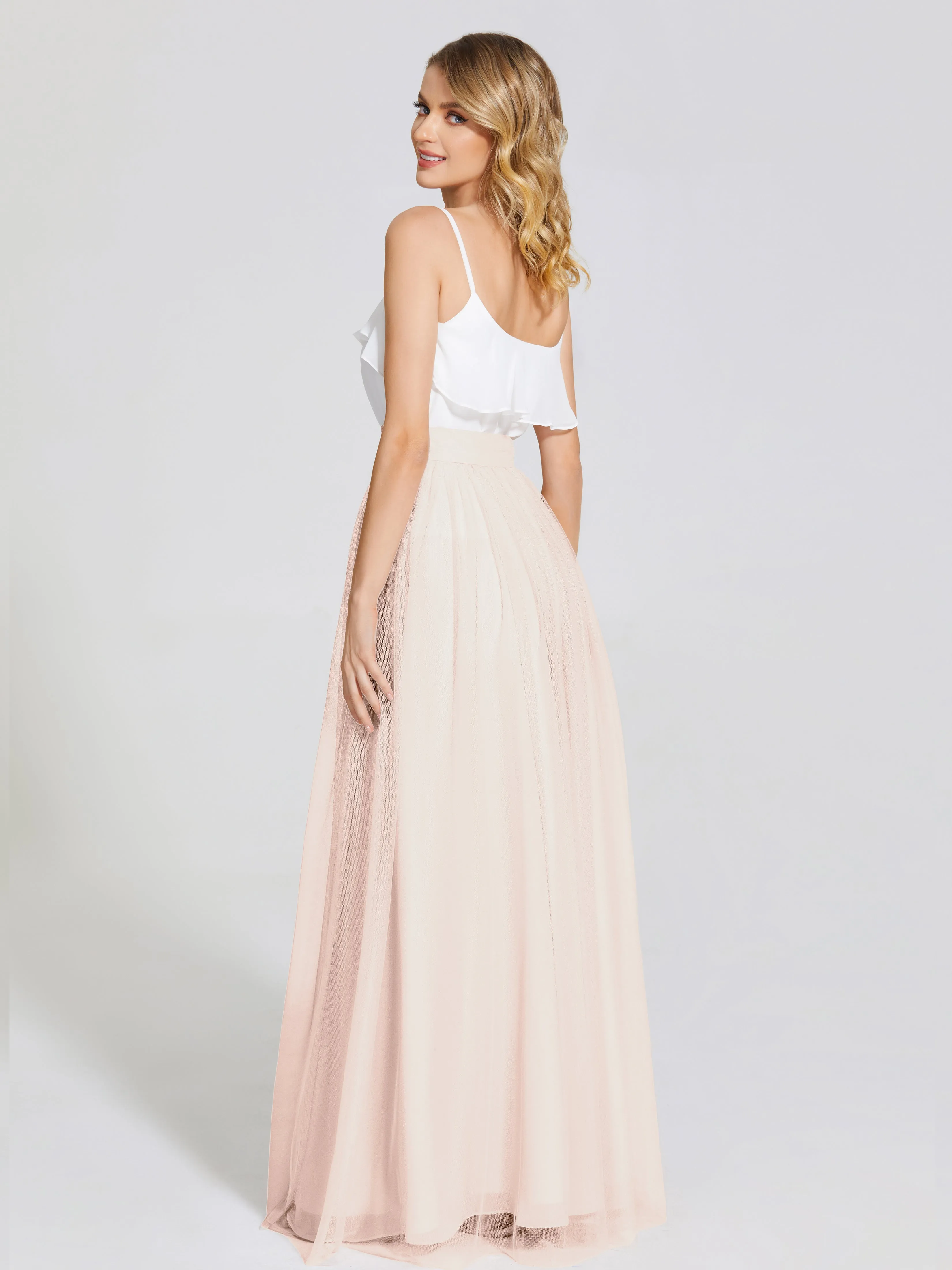 Hayden Simple A-Line Long Tulle Skirt