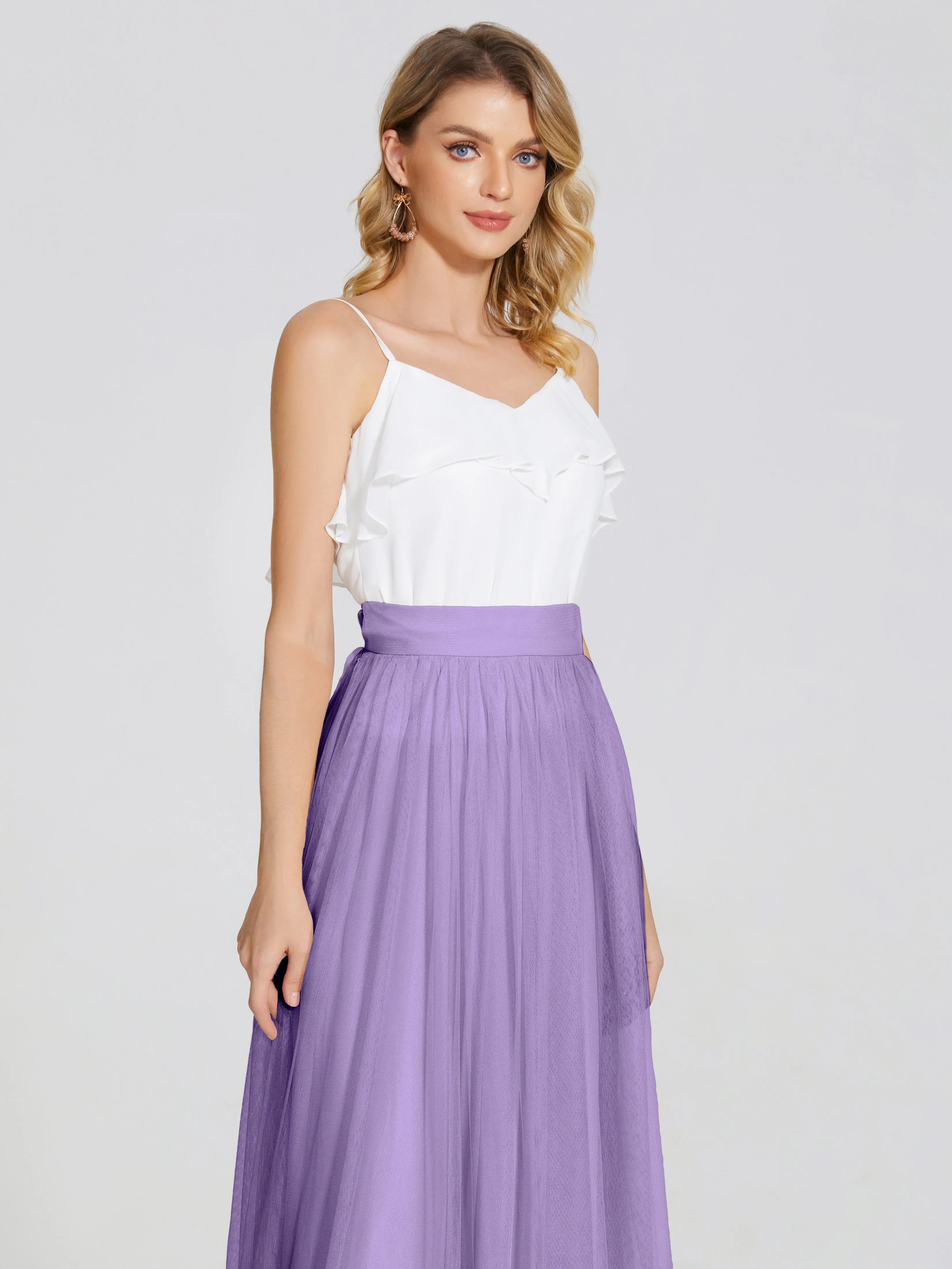 Hayden Simple A-Line Long Tulle Skirt