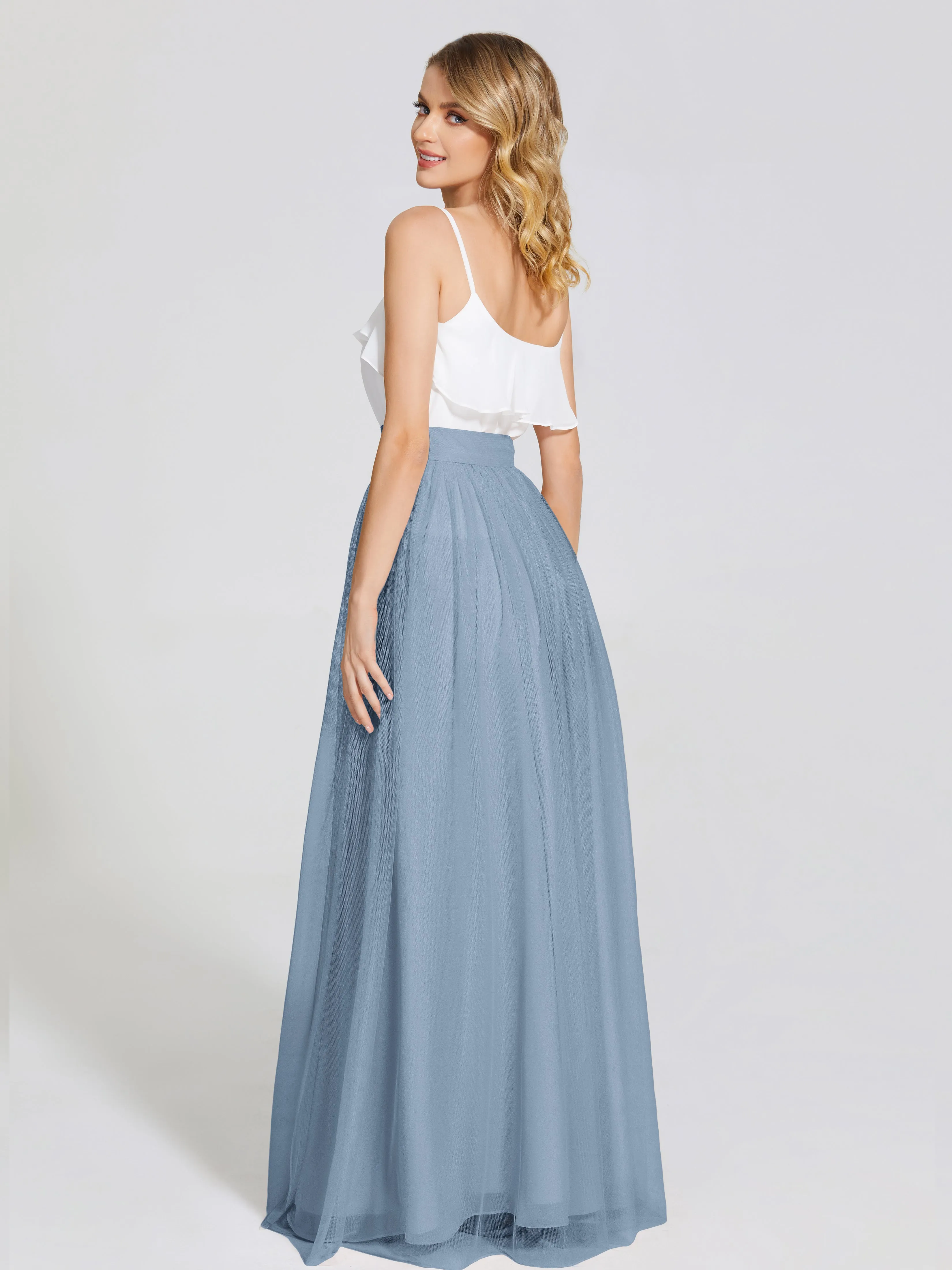 Hayden Simple A-Line Long Tulle Skirt