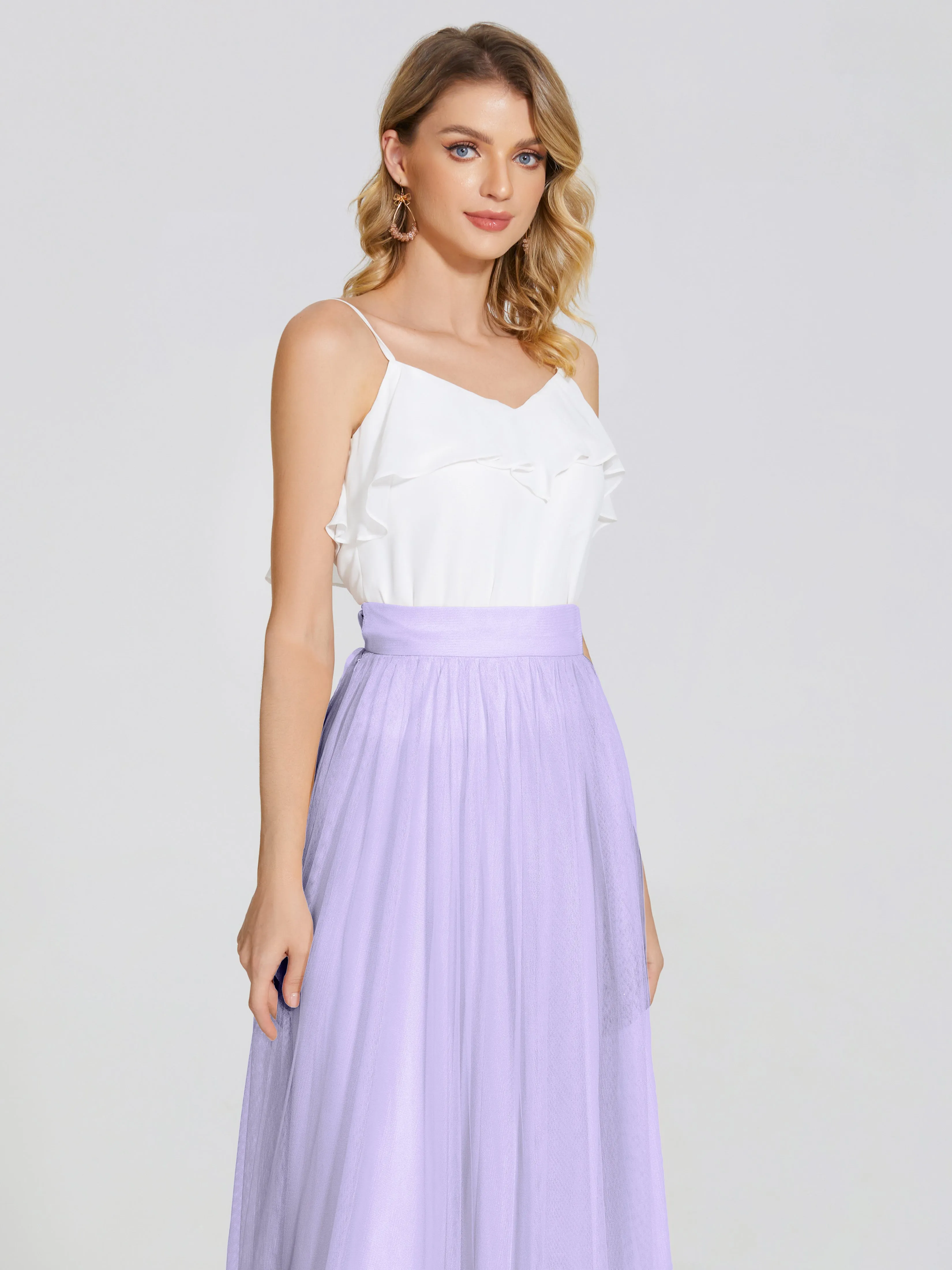 Hayden Simple A-Line Long Tulle Skirt