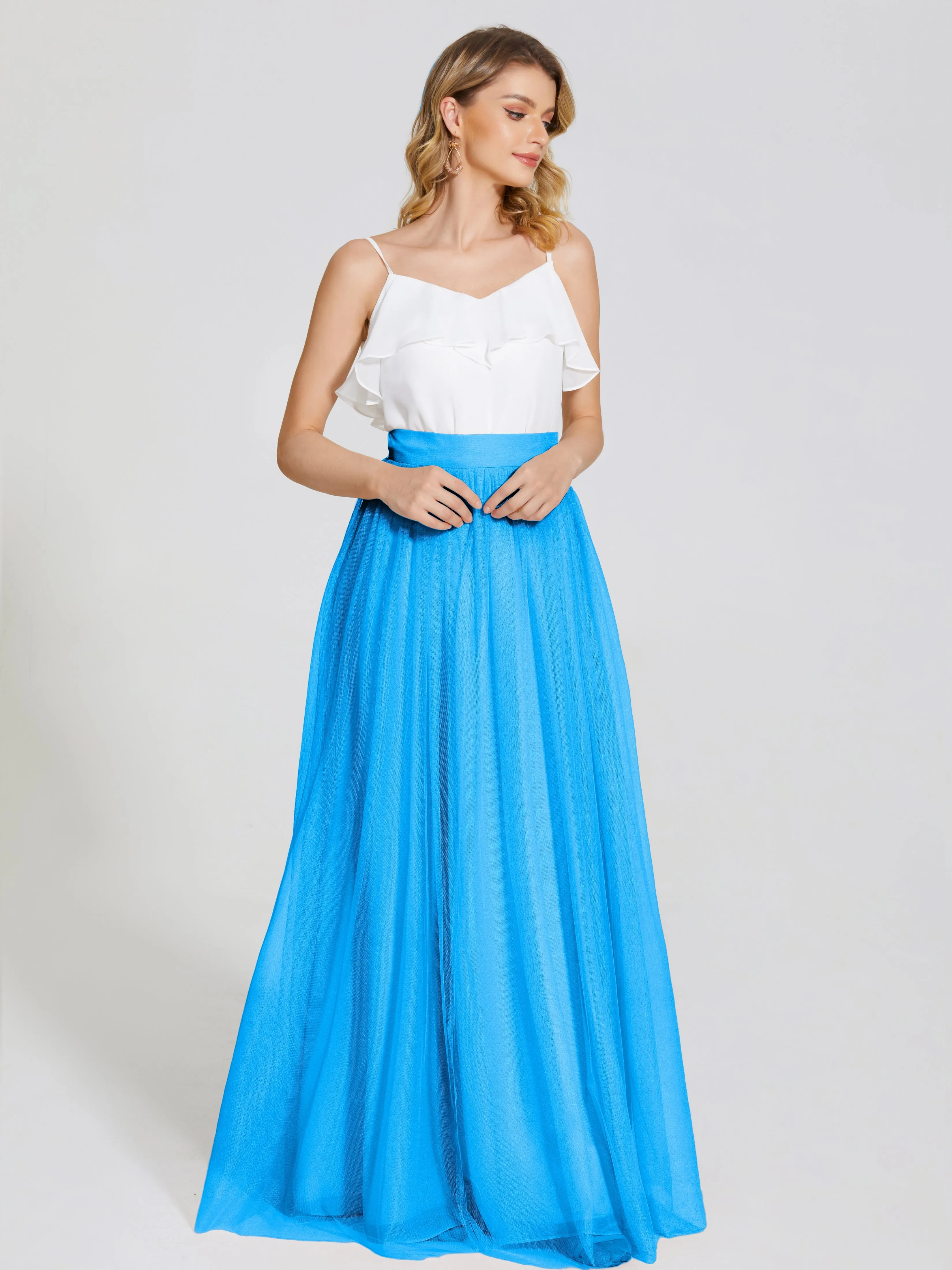 Hayden Simple A-Line Long Tulle Skirt