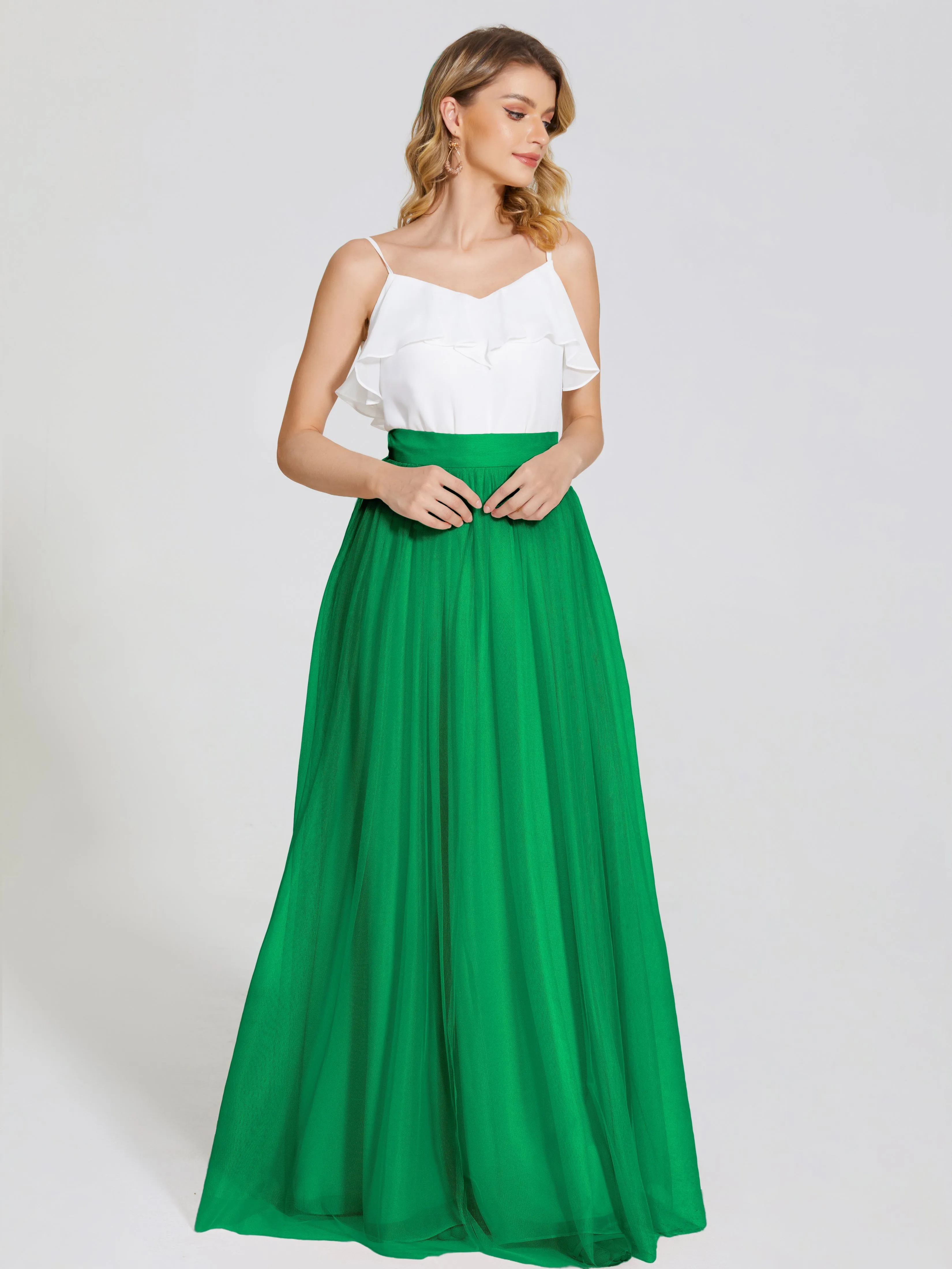 Hayden Simple A-Line Long Tulle Skirt