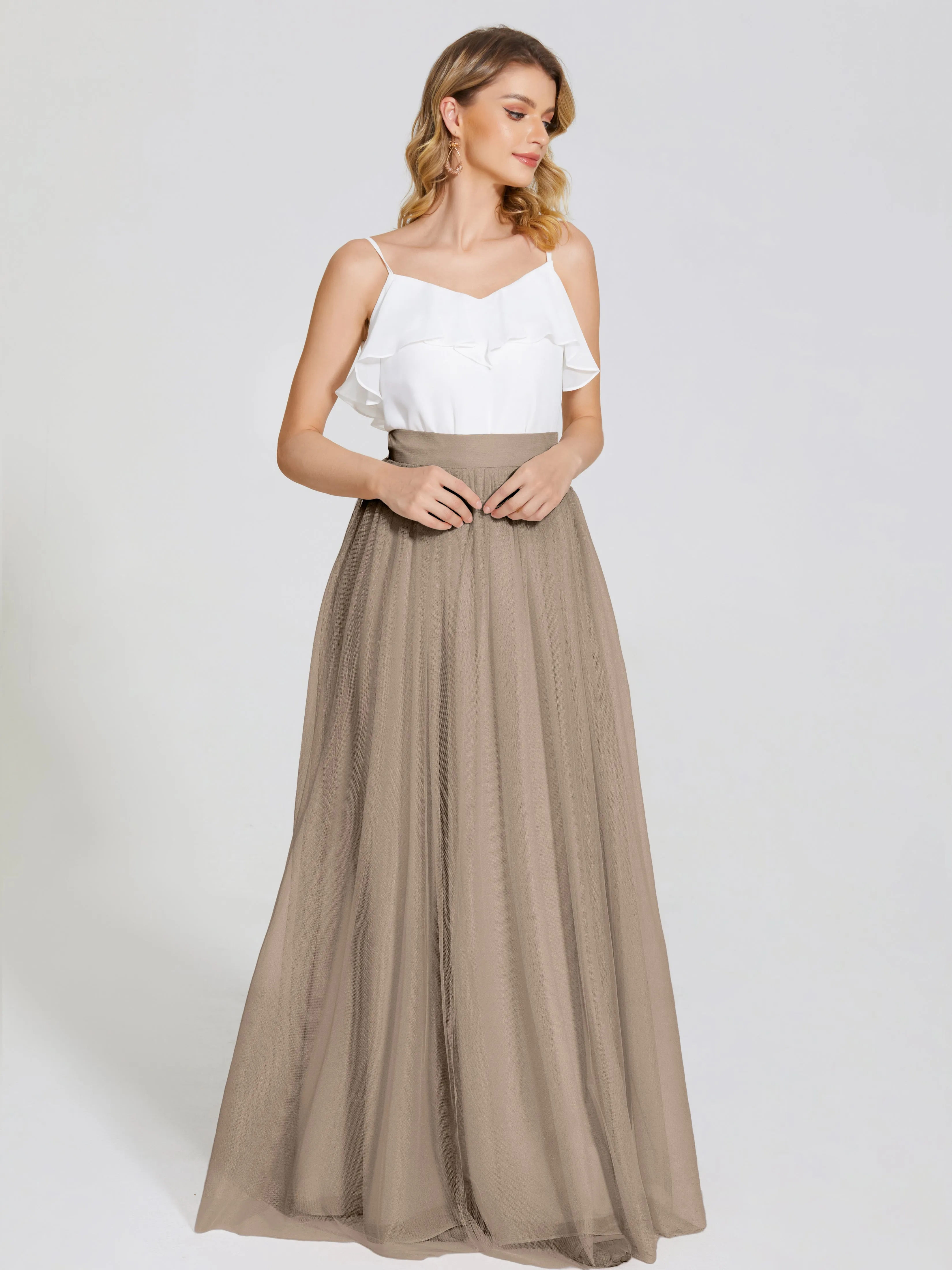 Hayden Simple A-Line Long Tulle Skirt