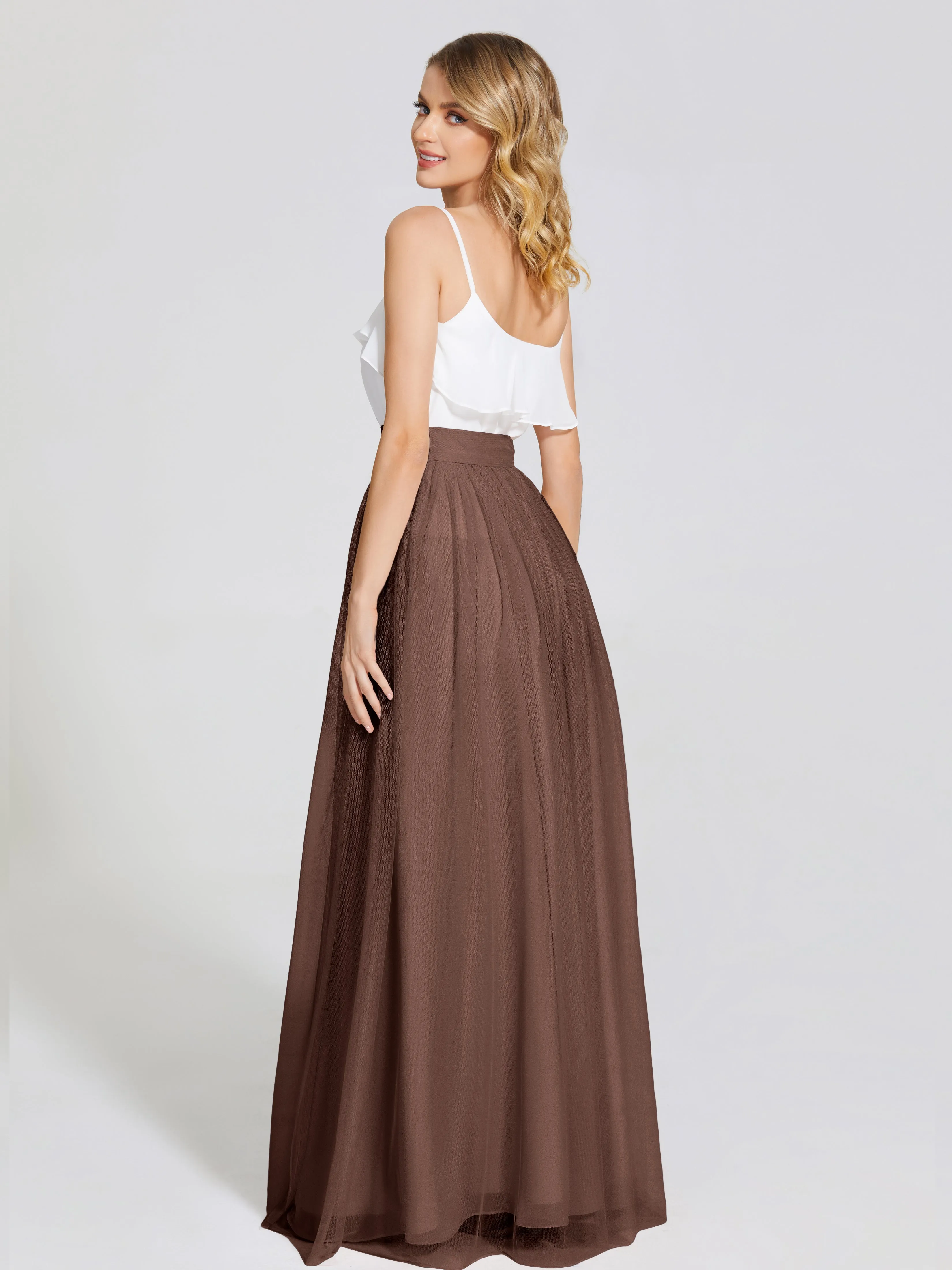 Hayden Simple A-Line Long Tulle Skirt