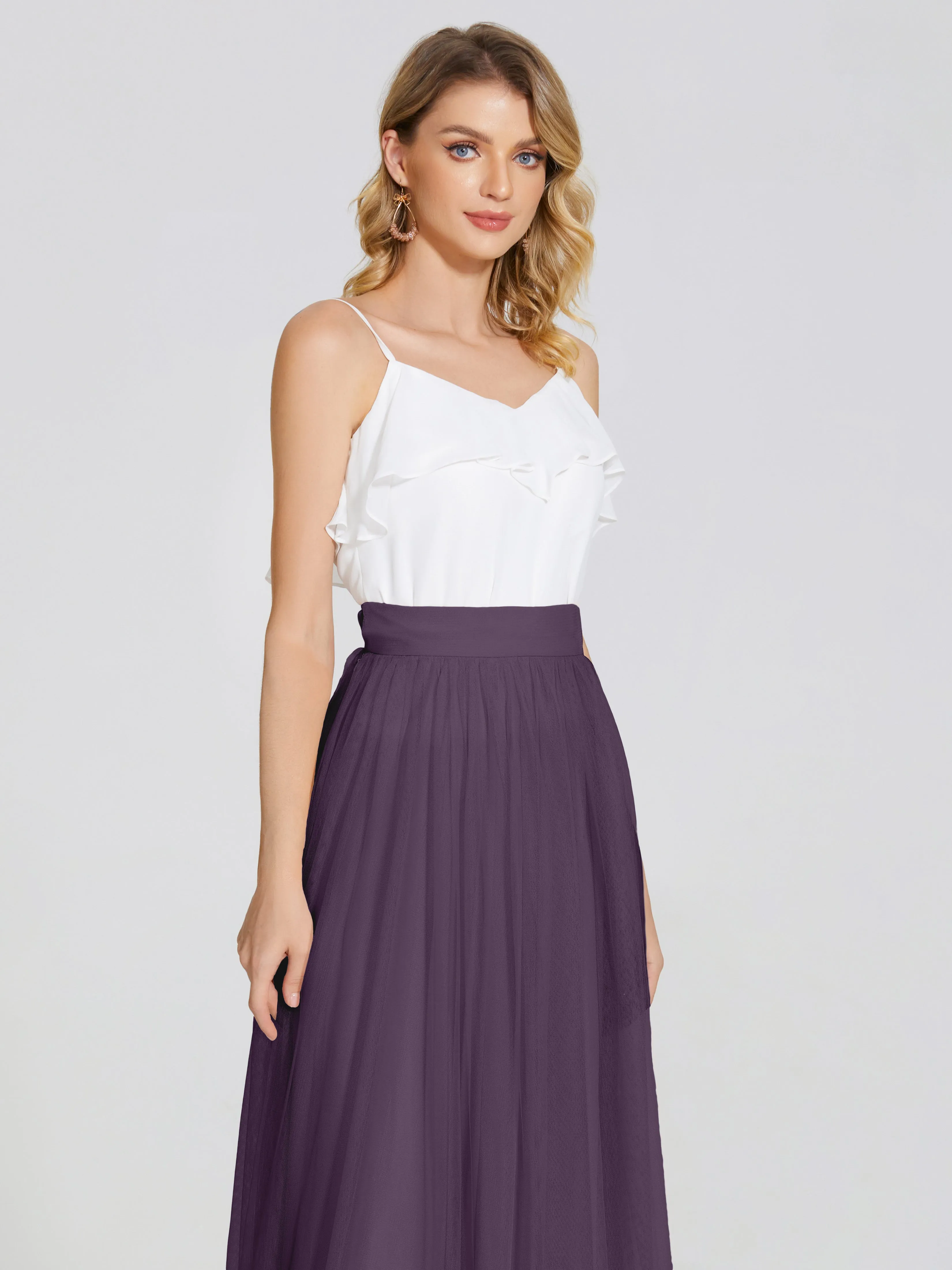 Hayden Simple A-Line Long Tulle Skirt