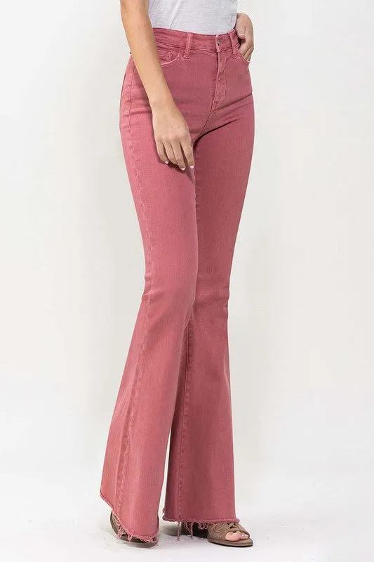 High Rise Super Flare Jeans in Mineral Red