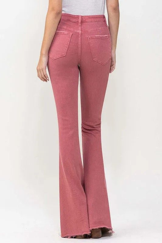 High Rise Super Flare Jeans in Mineral Red