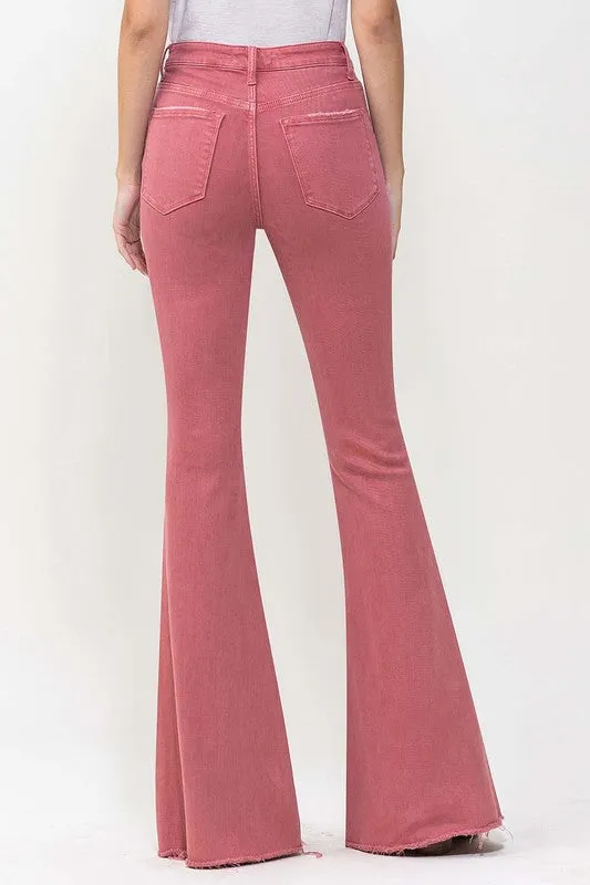 High Rise Super Flare Jeans in Mineral Red