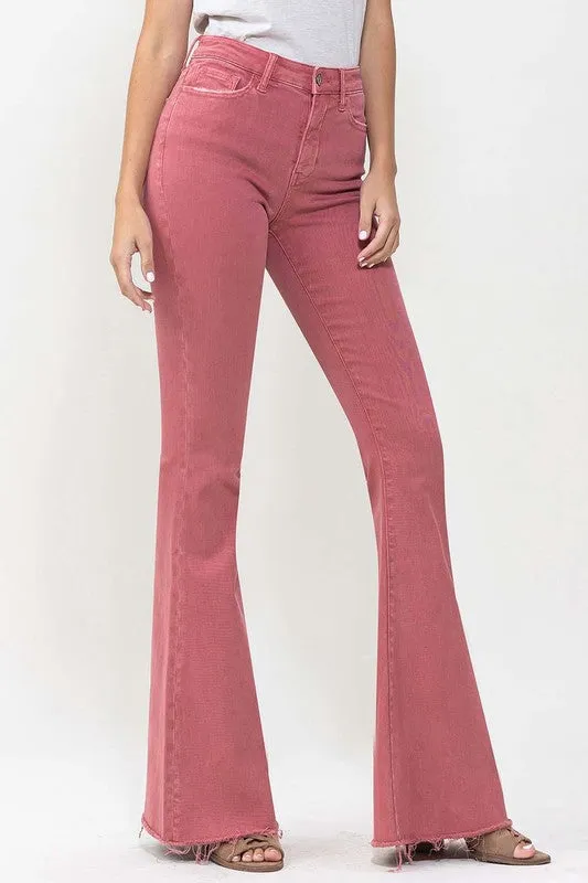 High Rise Super Flare Jeans in Mineral Red