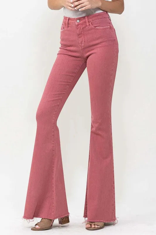 High Rise Super Flare Jeans in Mineral Red