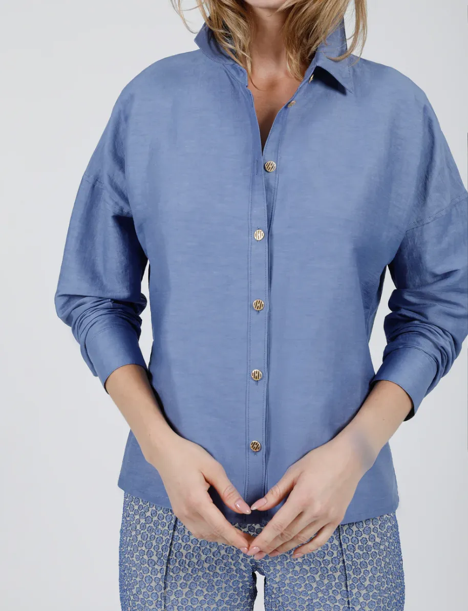 Hilton Hollis Textured Viscose Shirt Bluebell