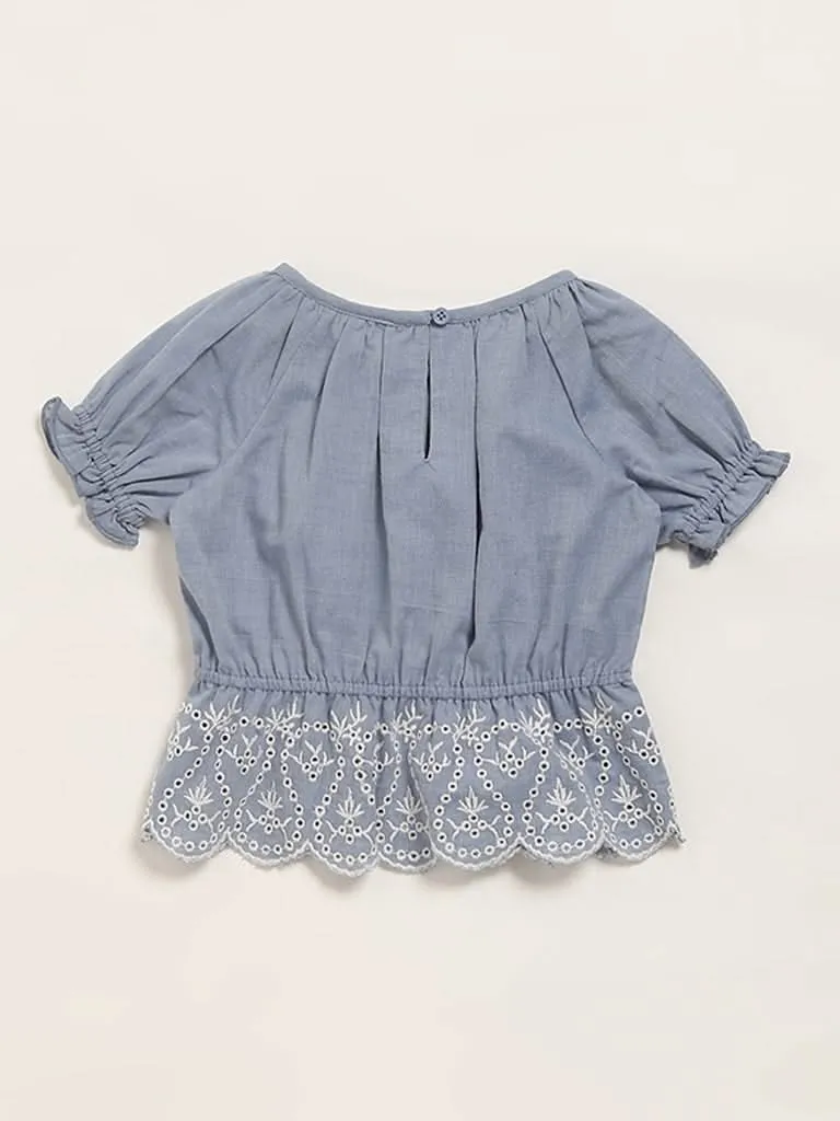 HOP Kids Lace Detail Grey Top