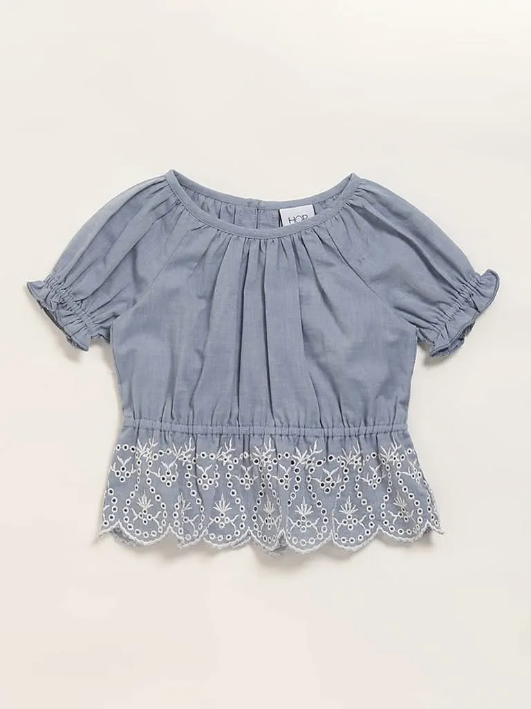 HOP Kids Lace Detail Grey Top