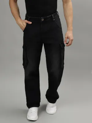 Iconic Men Black Solid Regular Fit Mid-Rise Jeans