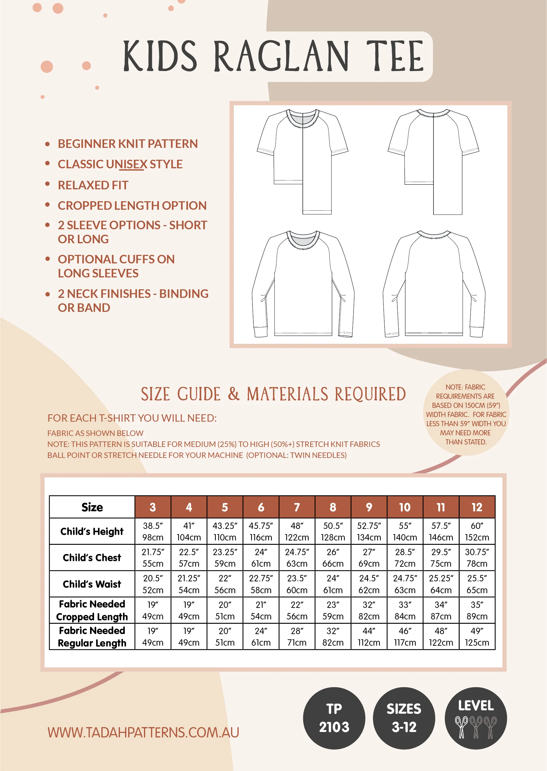 Kids Raglan Tee Sewing Pattern