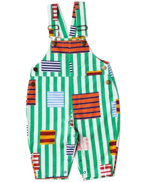 Kip & Co Stripe On Stripe Baby Cotton Drill Overalls