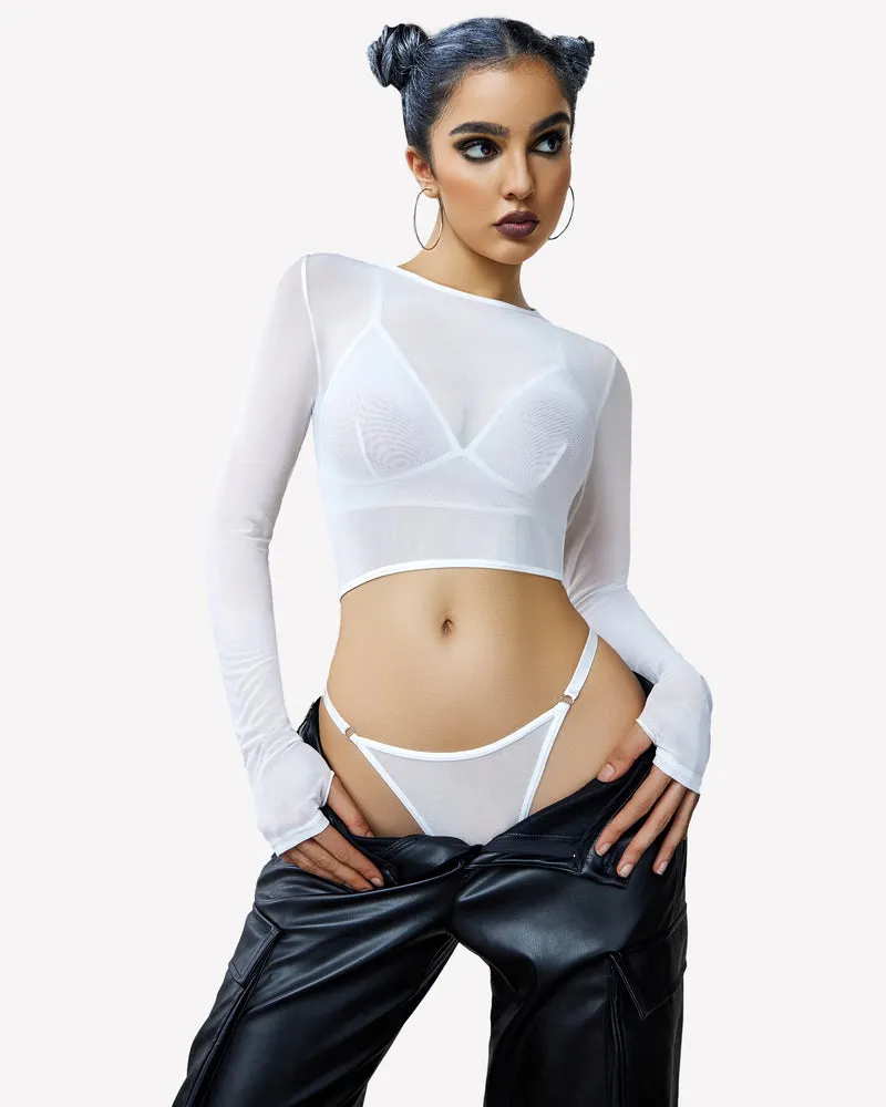 Long Sleeve Crop Tops Bra and Panty Sets