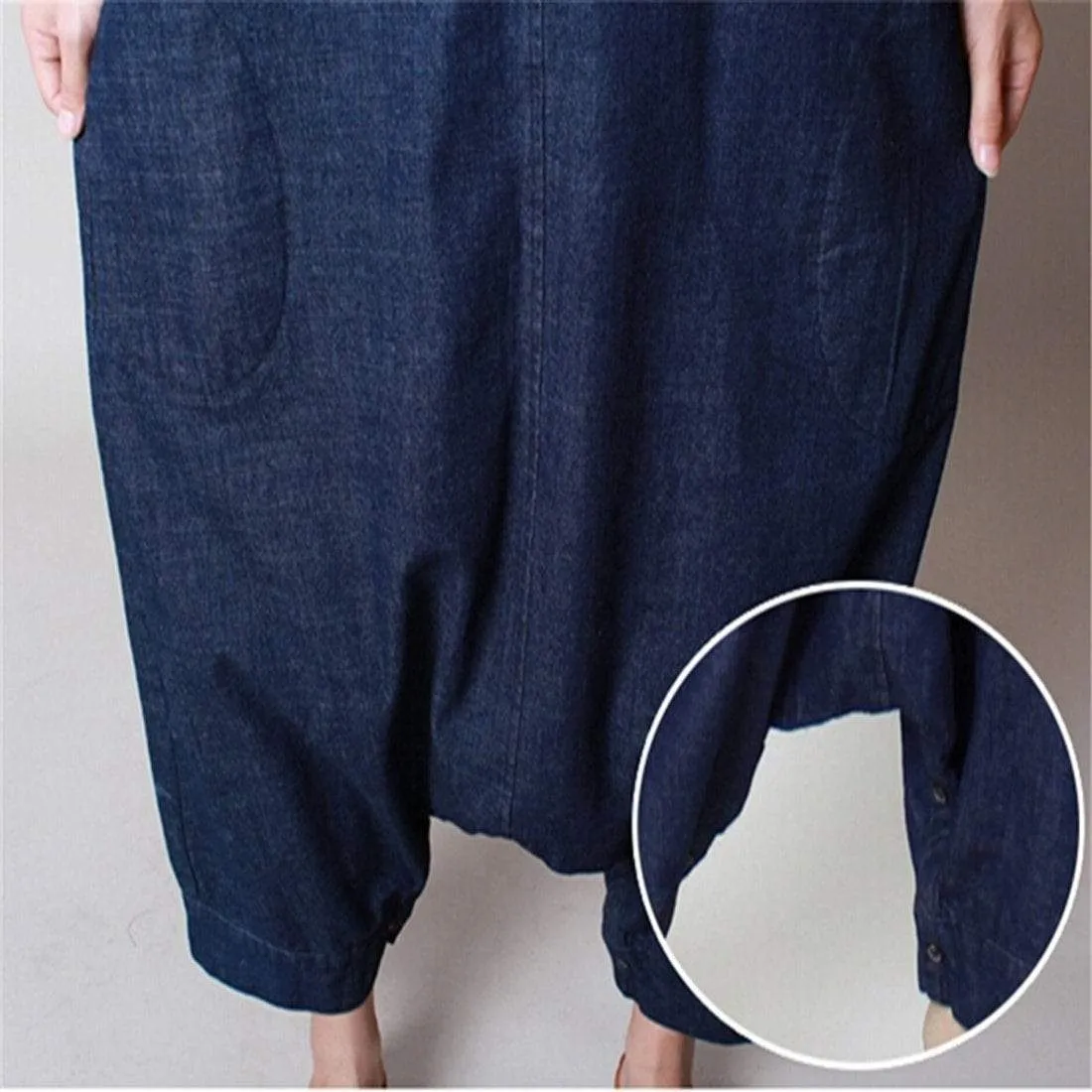 Loose 3/4 Length Denim Overall