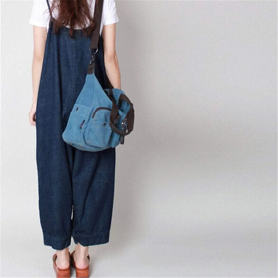 Loose 3/4 Length Denim Overall