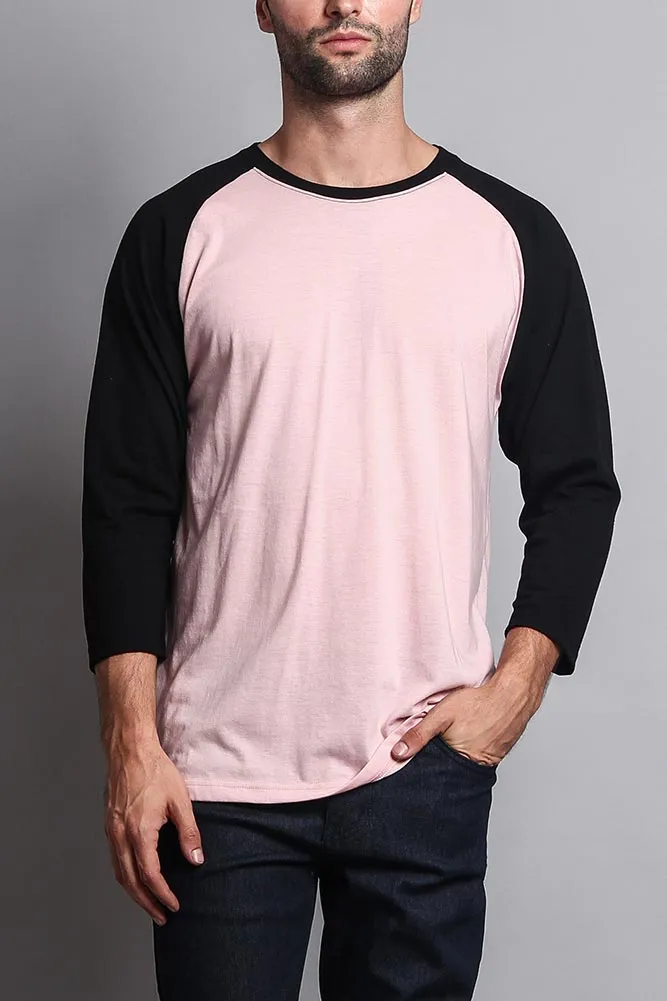 Men's Baseball T-Shirt (Dirty Pink/Black)