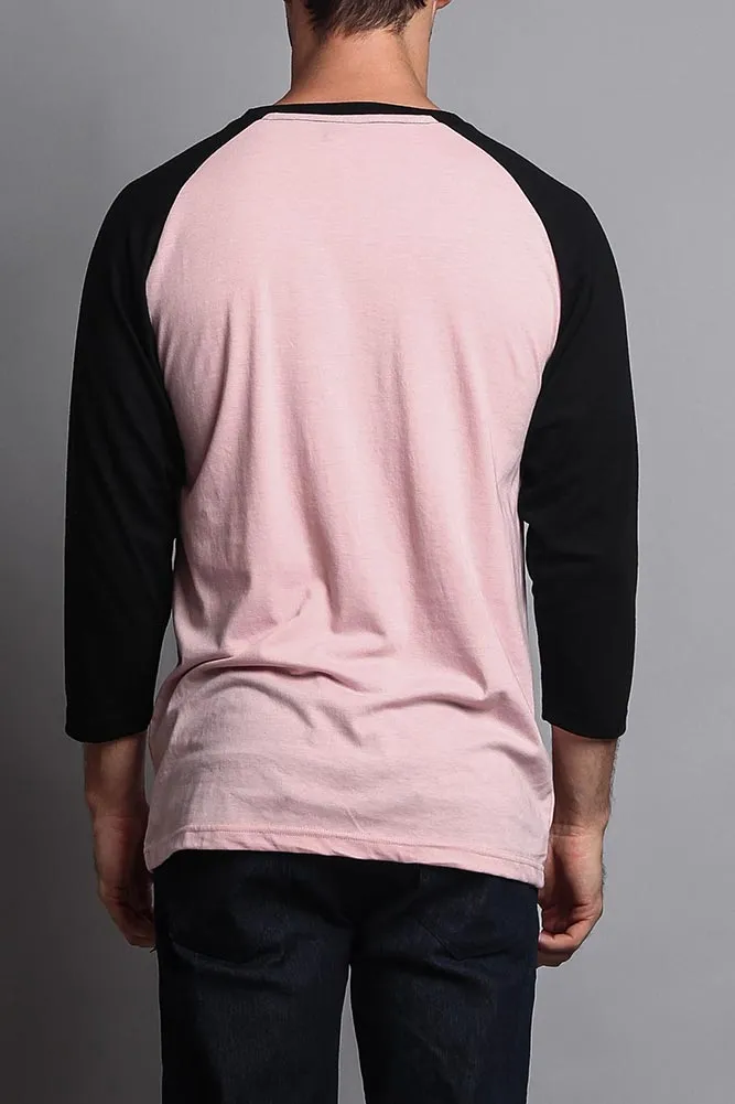 Men's Baseball T-Shirt (Dirty Pink/Black)