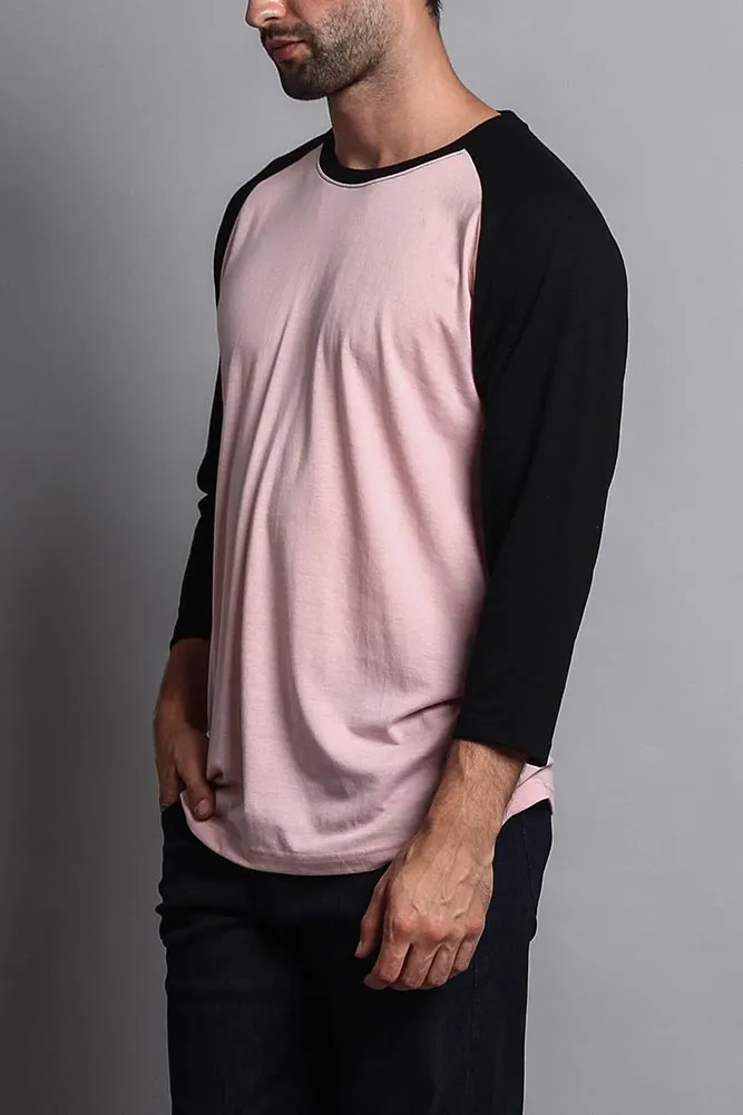 Men's Baseball T-Shirt (Dirty Pink/Black)