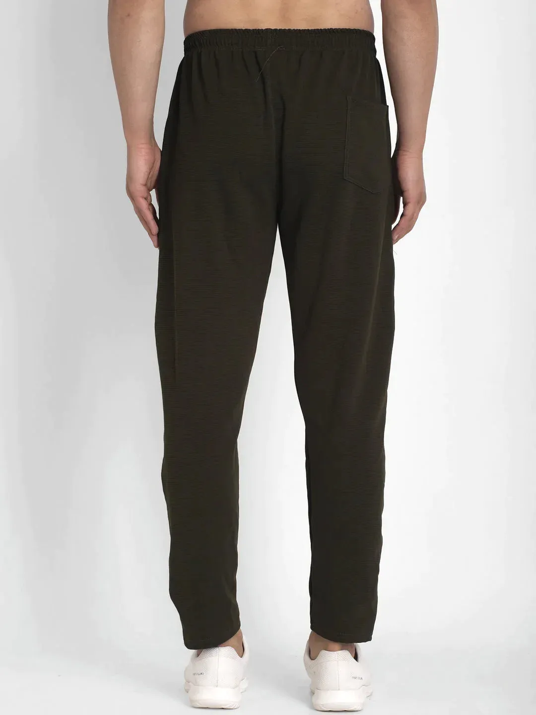 Men'S Olive Solid Track Pants