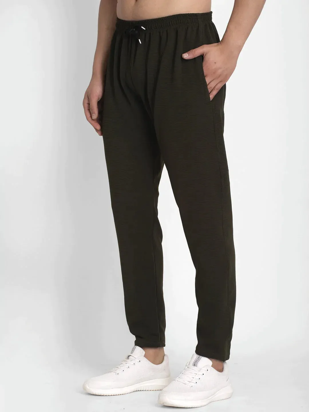 Men'S Olive Solid Track Pants