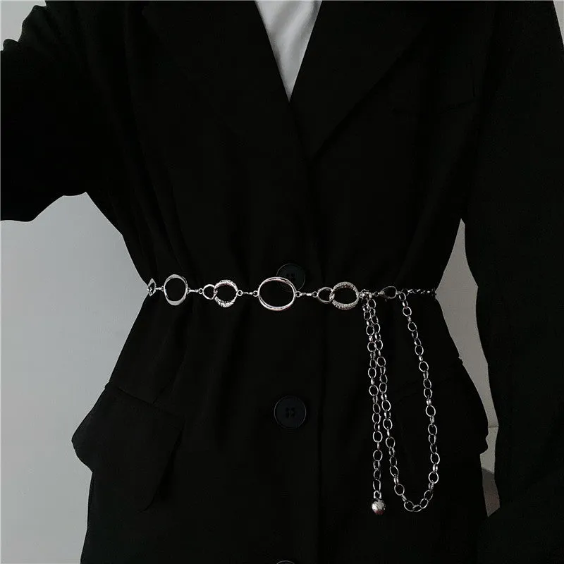 Metal Waist Chain Belt & Thin Belt for Skirt Suit Sweater Accessories