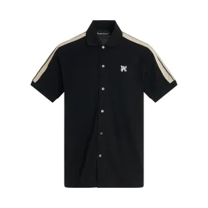 Monogram Track Polo in Black/Off White