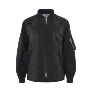 Nylon Twill Mix Quilted Jacket in Black