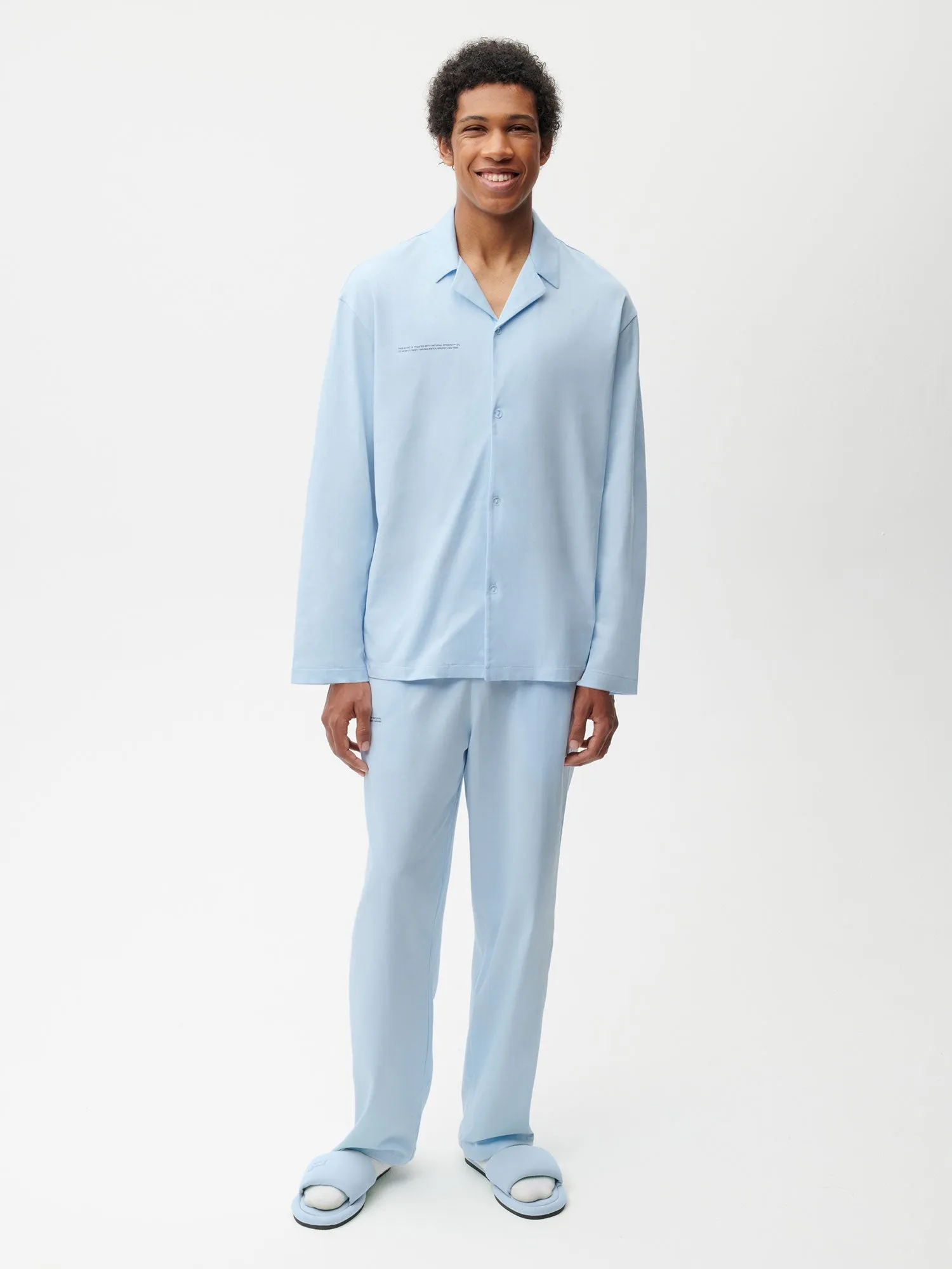 Organic Cotton Pajama Loose Track Pants—moonstone blue