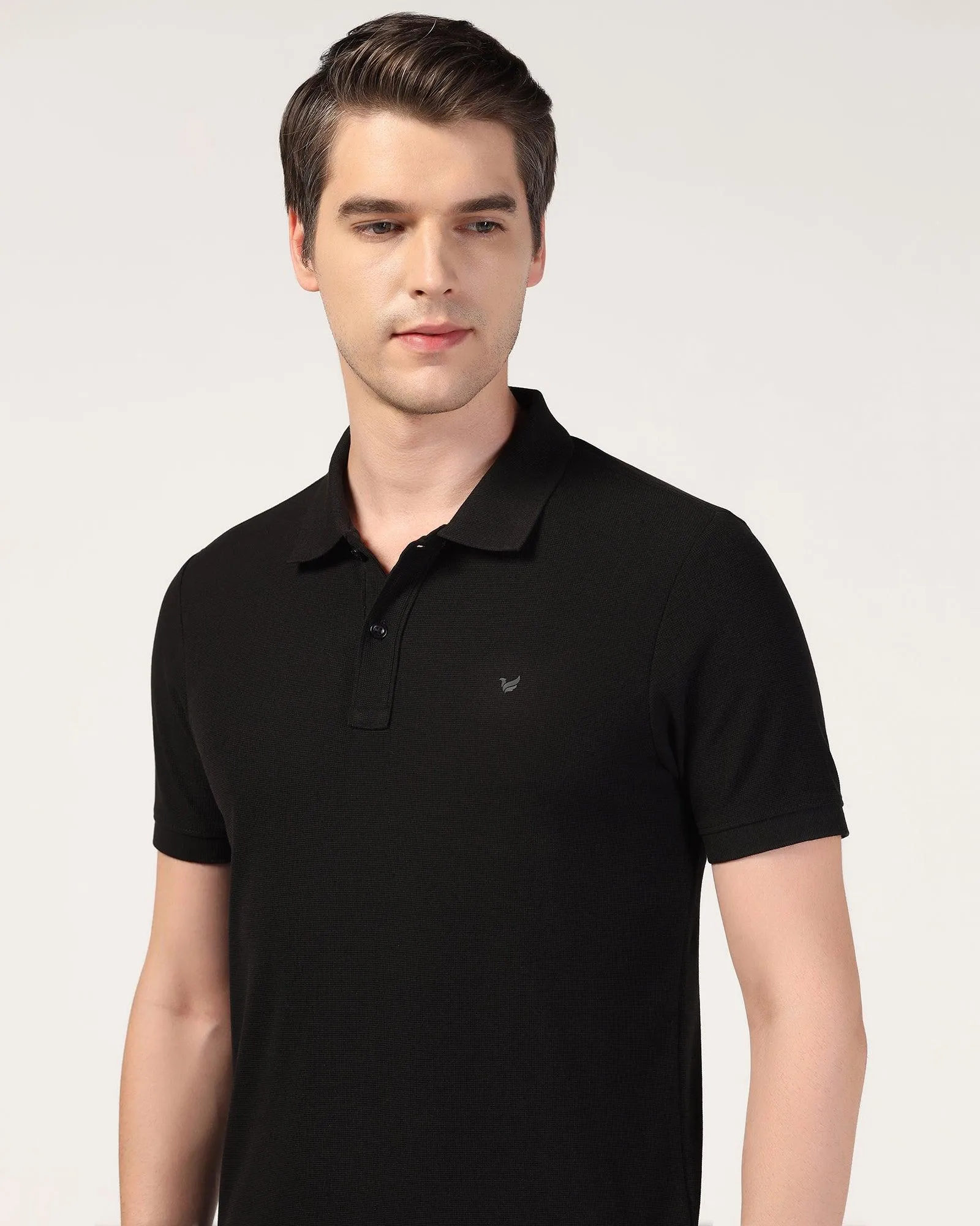 Polo Black Textured T-Shirt - Jacob