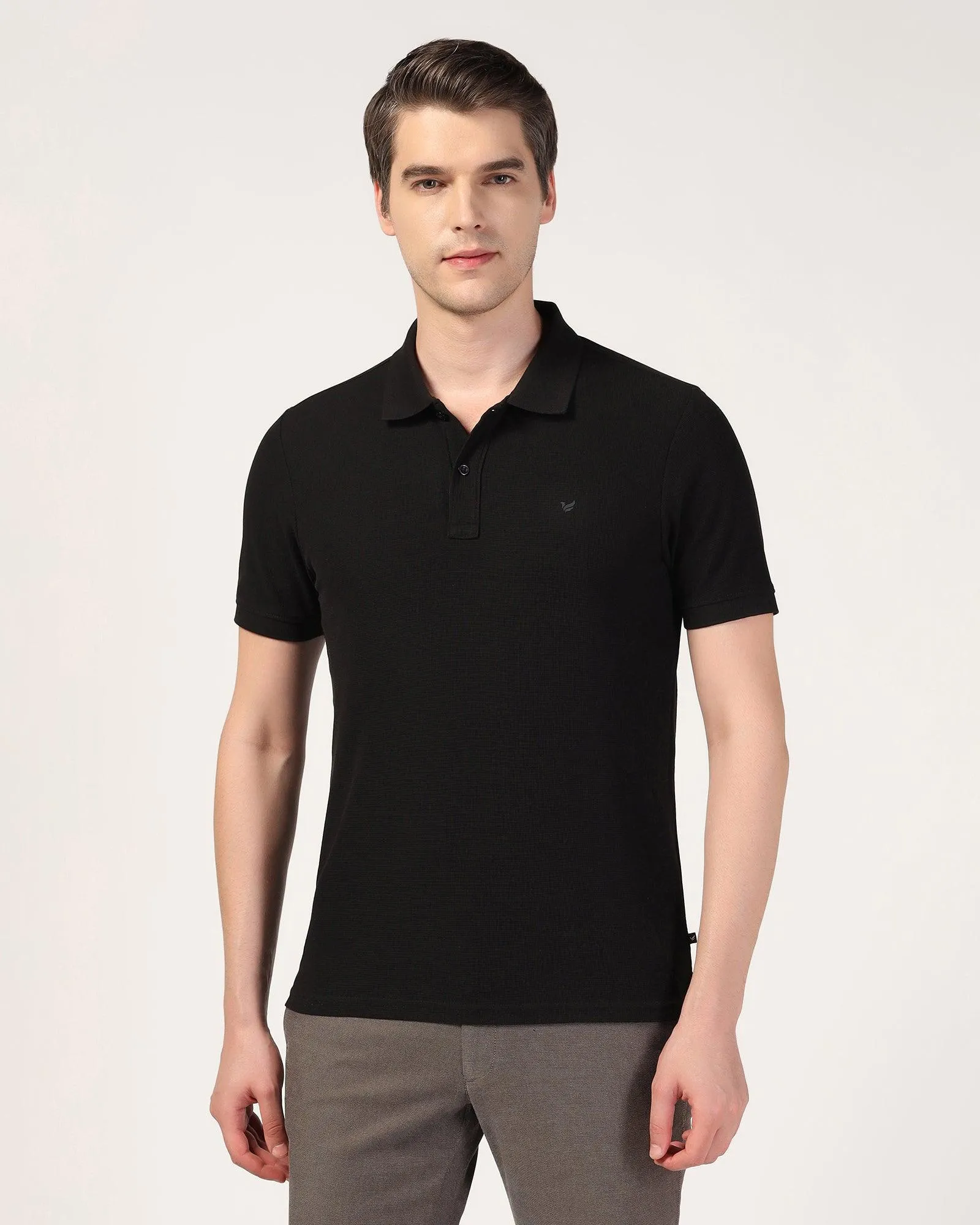 Polo Black Textured T-Shirt - Jacob