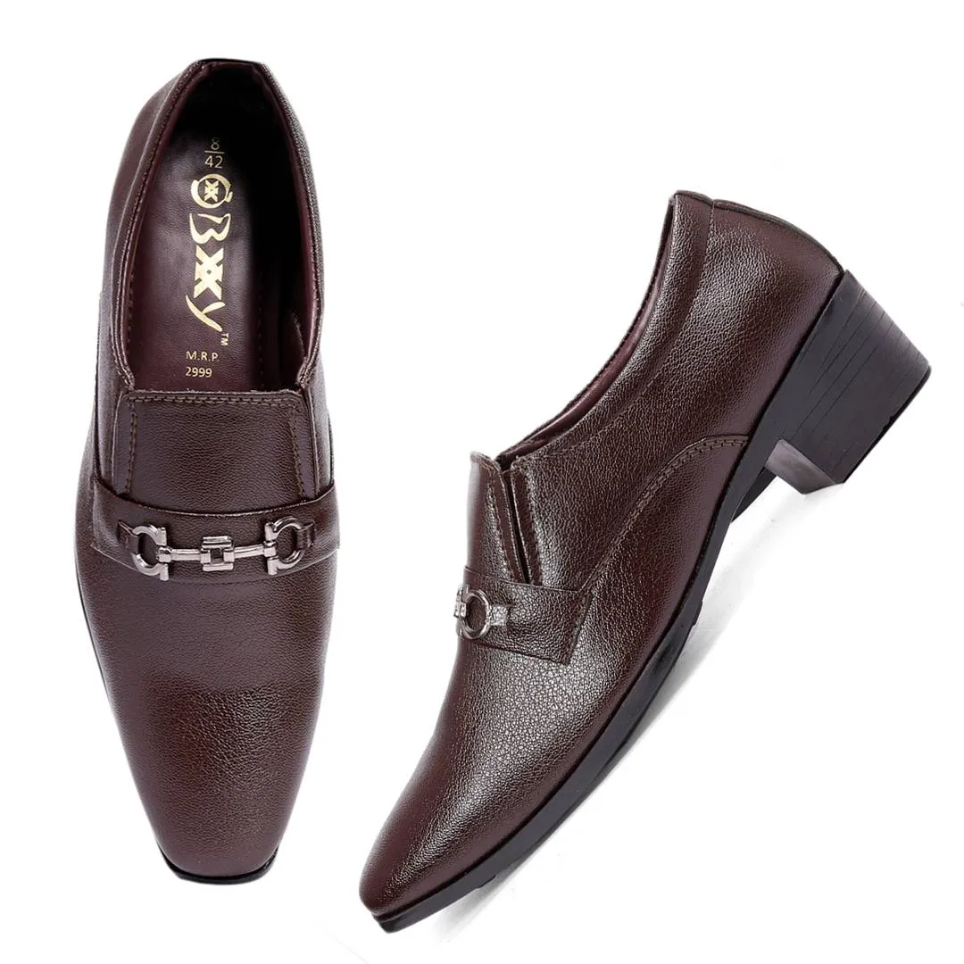 Premium Brown Synthetic Leather height Increasing Formal Shoes For Men