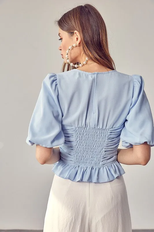 Puff Sleeve Cinched Top   *Online Only*