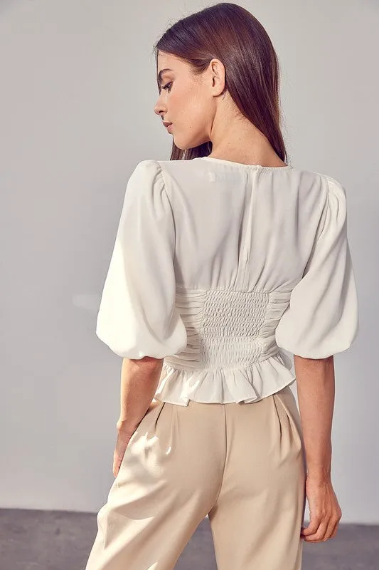 Puff Sleeve Cinched Top   *Online Only*