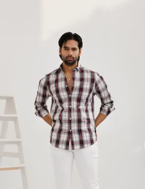 Red & White Check Casual Shirt