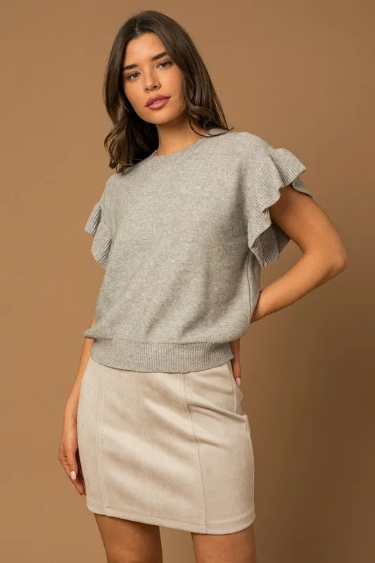 Ruffle Sleeve Knit Top  *Online Only*