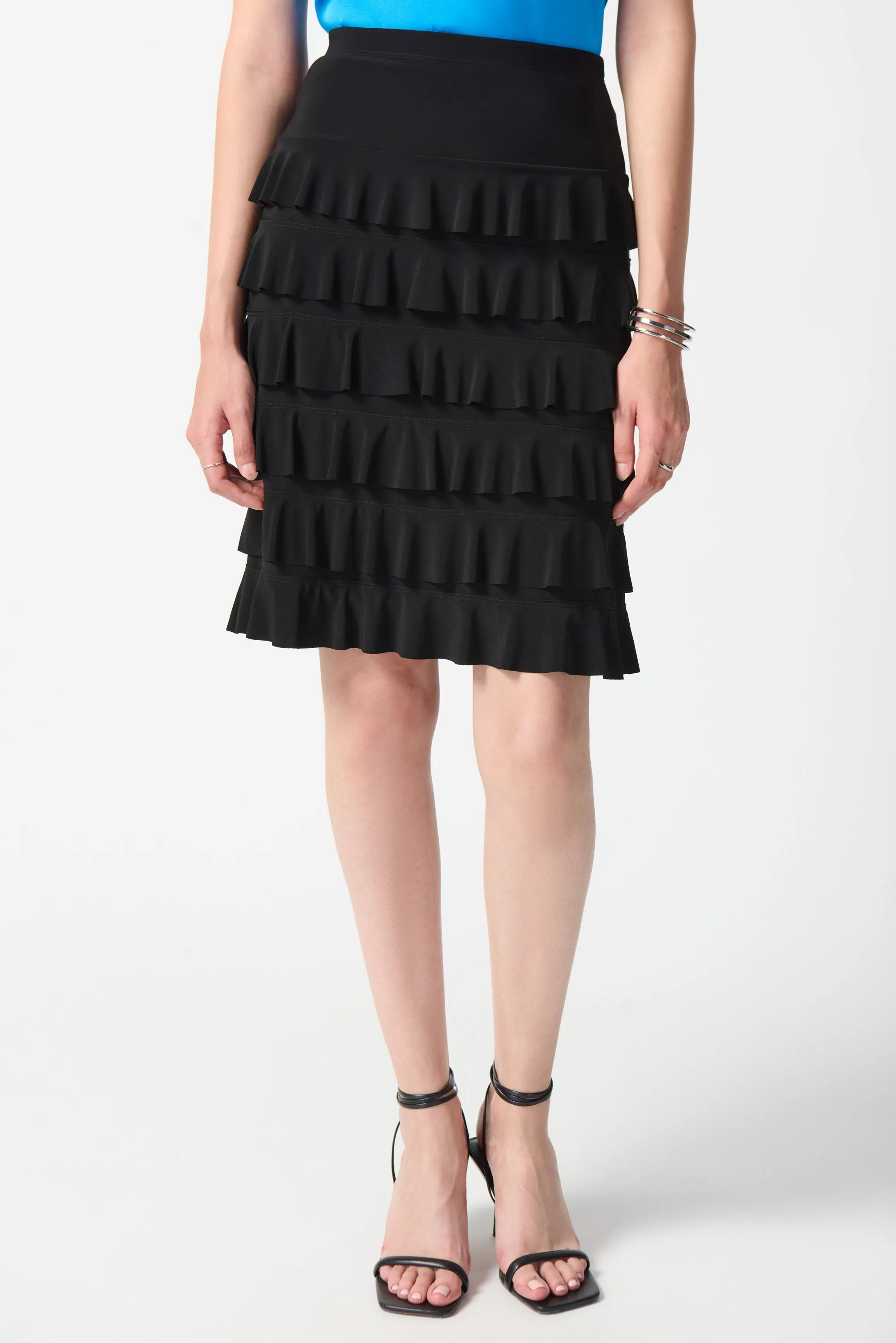 Silky Knit A-Line Ruffled Skirt