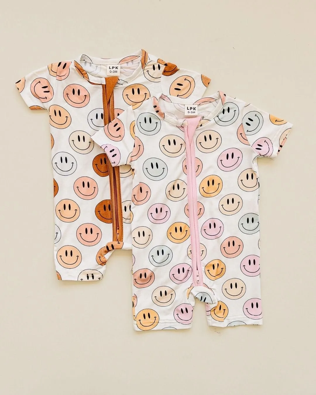 Smiley Bamboo Short Romper | Copper