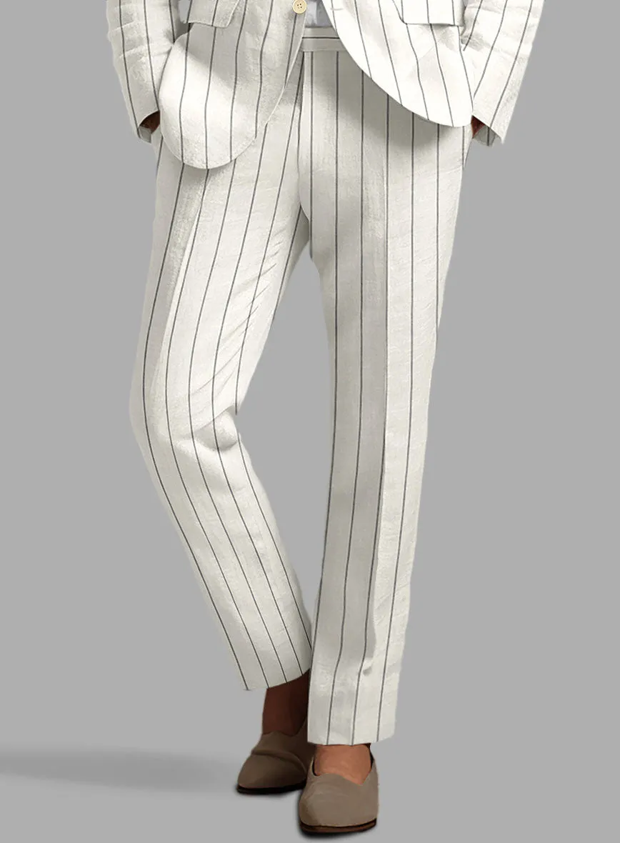 Solbiati Ivory Wide Stripe Linen Pants