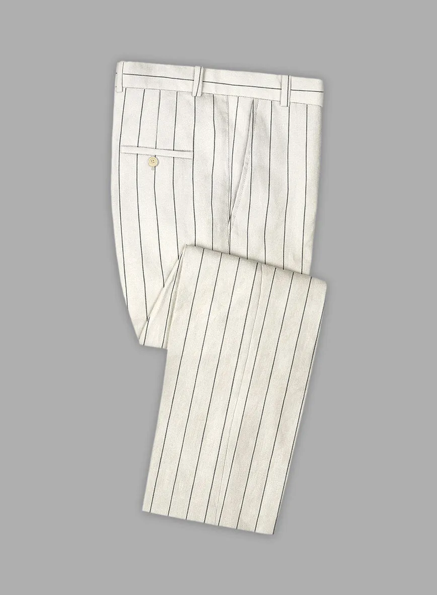 Solbiati Ivory Wide Stripe Linen Pants