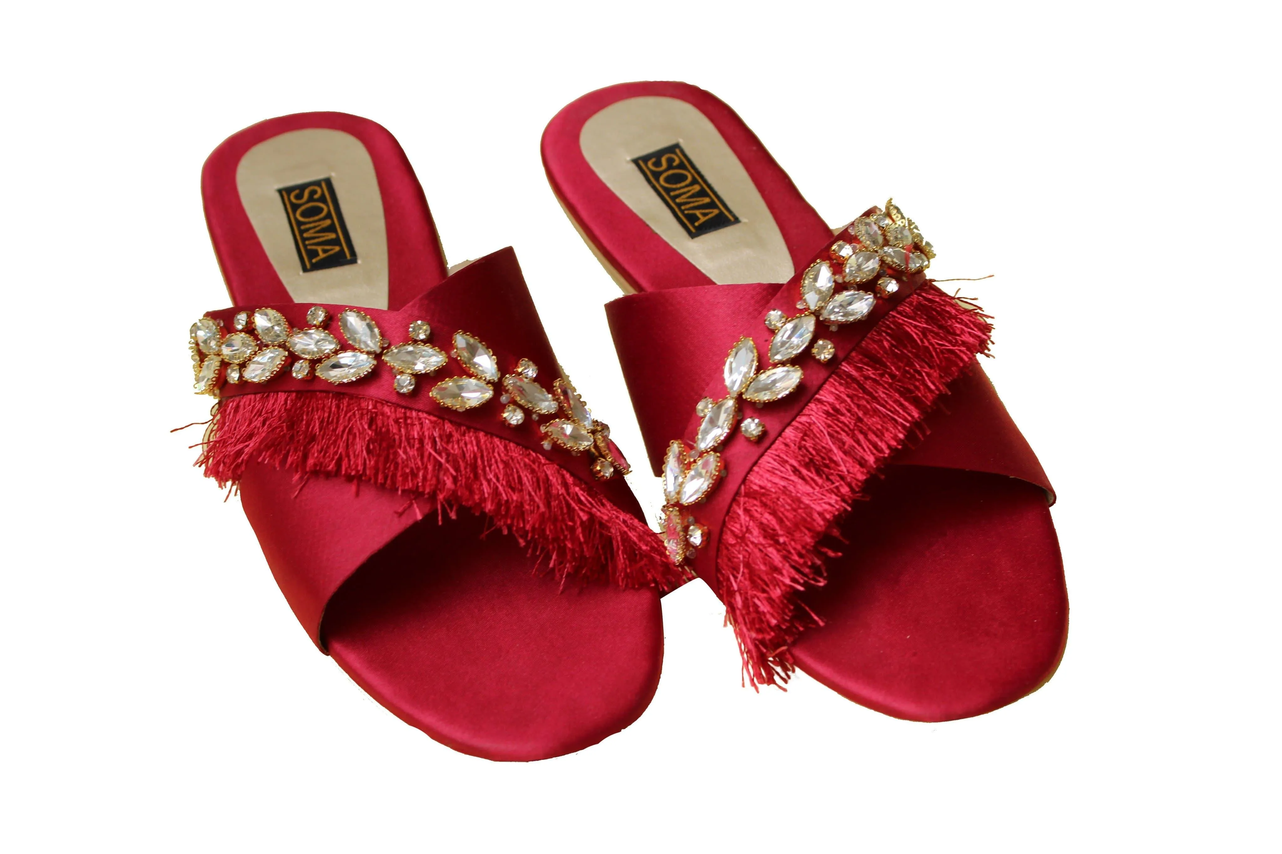 Soma - Red Cranberry Crystal Cross Hand Crafted Footwear