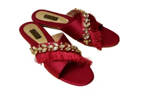 Soma - Red Cranberry Crystal Cross Hand Crafted Footwear