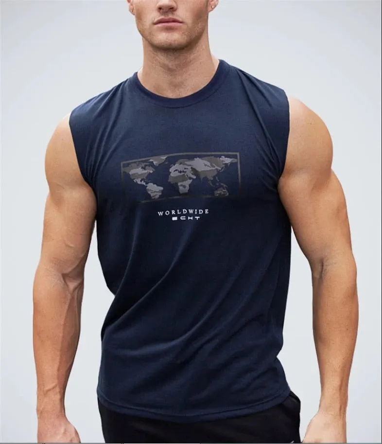 Summer Gyms Sleeveless t shirt Cotton casual Men Bodybuilding Fitness Mens fashion T Shirts Clothes Tees Tops ropa hombre