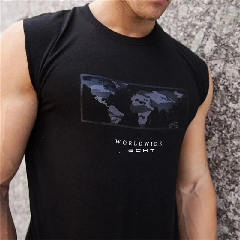 Summer Gyms Sleeveless t shirt Cotton casual Men Bodybuilding Fitness Mens fashion T Shirts Clothes Tees Tops ropa hombre