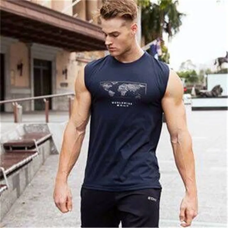 Summer Gyms Sleeveless t shirt Cotton casual Men Bodybuilding Fitness Mens fashion T Shirts Clothes Tees Tops ropa hombre