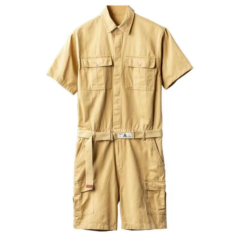 Summer Short Sleeves Overalls Shorts